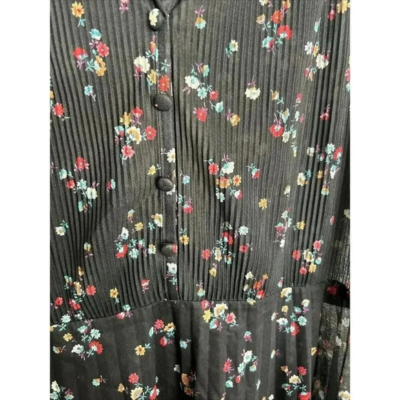 Vintage Queens Row Sheer Dress Fit Flare Punk Secretary Pleated Black Size M/L - Picture 6 of 11